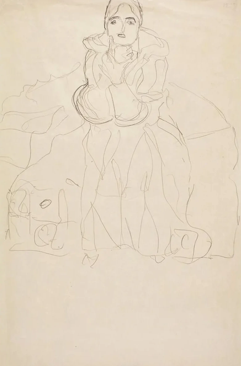 Sitzend von Vorne, Mit Aufgest Tztem Kinn (seated Figure Head - on, Supporting Her Chin)