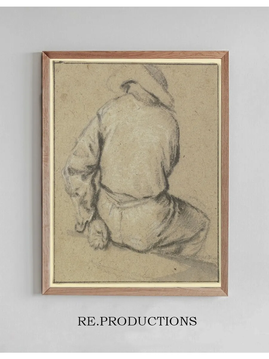 Sitzender Bauer in R Ckenansicht