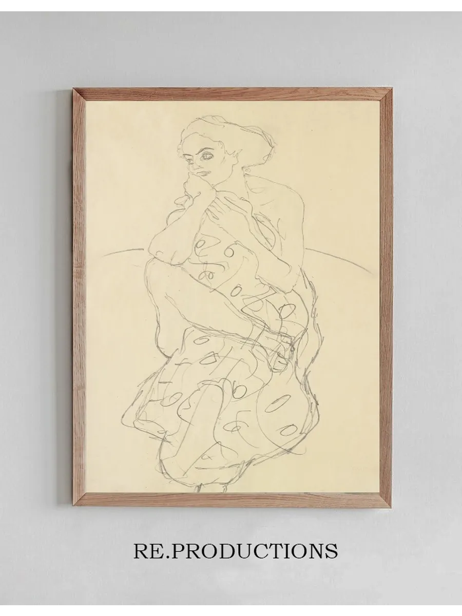 Sitzender Halbakt von Vorne, Den Kopf Nach Links Gewendet (seated Semi - Nude Seen Head - on with Her Head Turned