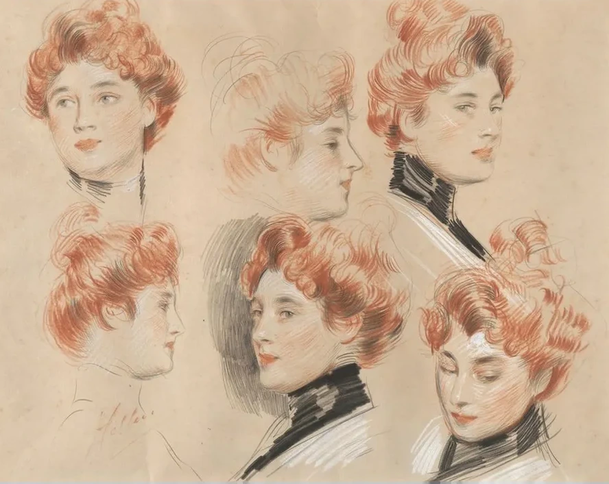 Six Studies of the Head of a Lady Traditionally Identified as Mrs. Gertrude Vanderbilt Whitney