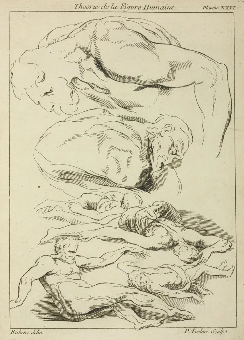 Six Studies of Male Figures in Various Prone and Supine Positions