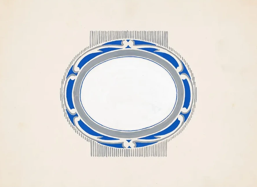 Sketch for Oval Medallion and Ruppert Beer Blue and Silver Logo