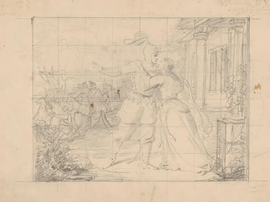 Sketch for the Painting Farewell to Wac Aw with Maria (the Theme Taken from the Poem Maria by Antoni Malczewsk