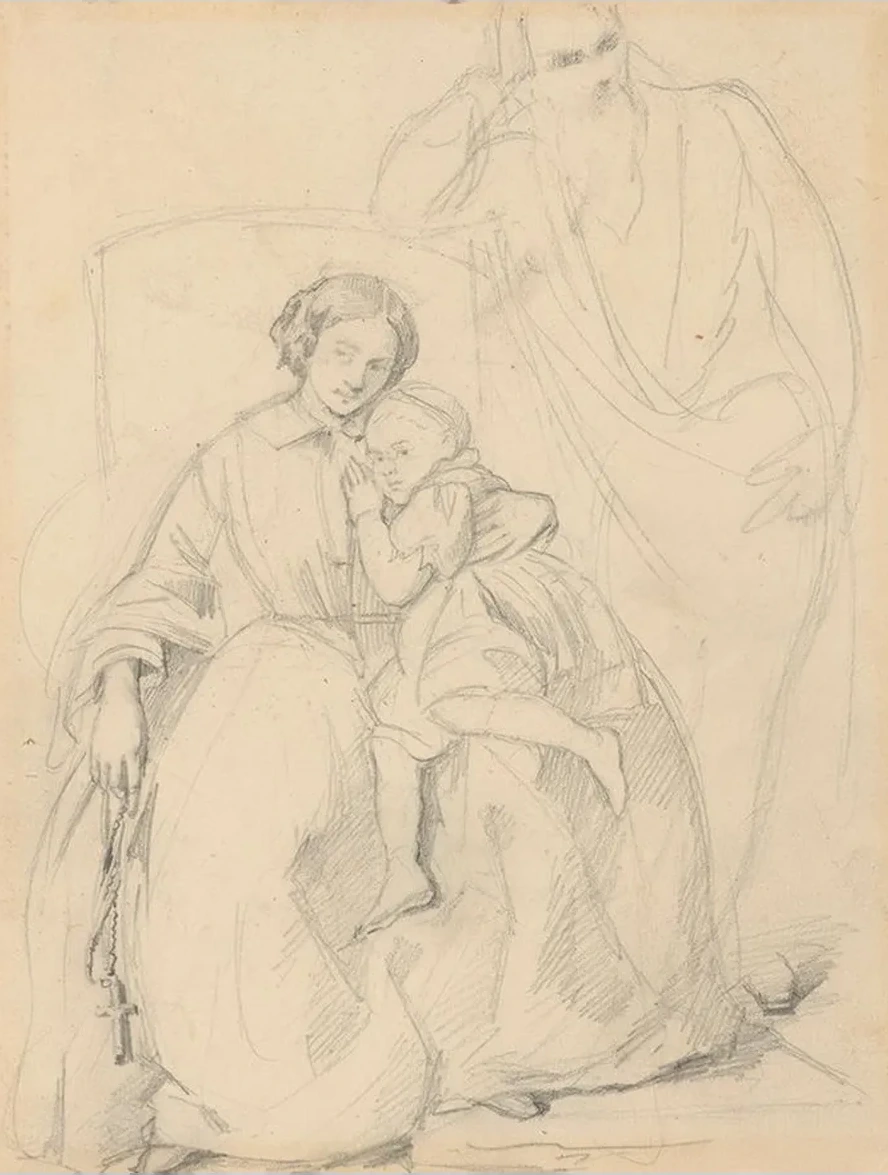 Sketch of Catherine Jagiellon with Son Sigismund and John, Grand Duke of Finland, to the Painting Catherine Ja