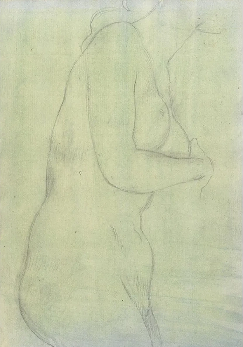 Sketch of a Female Nude Resembling the Medici Venus