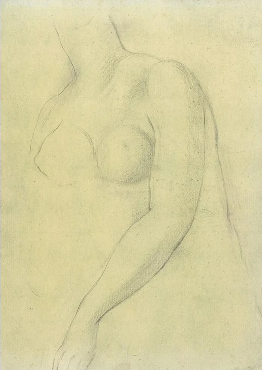 Sketch of a Female Nude Resembling the Medici Venus