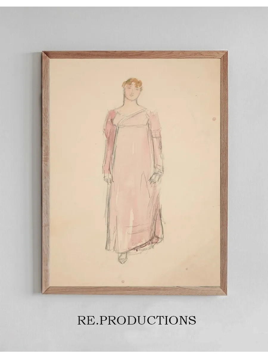 Sketch of a Woman in Pink Costume Study for a Play