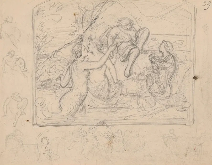 Sketch of the Composition Mermaids Luring a Young Man