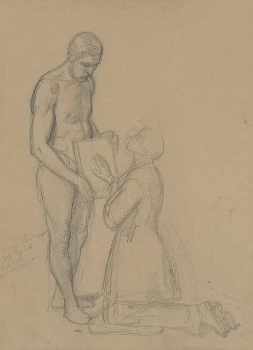 Sketch of the Figure of Queen Jadwiga and Ja Ko of T Czyn for the Painting Queen Jadwiga's Oath