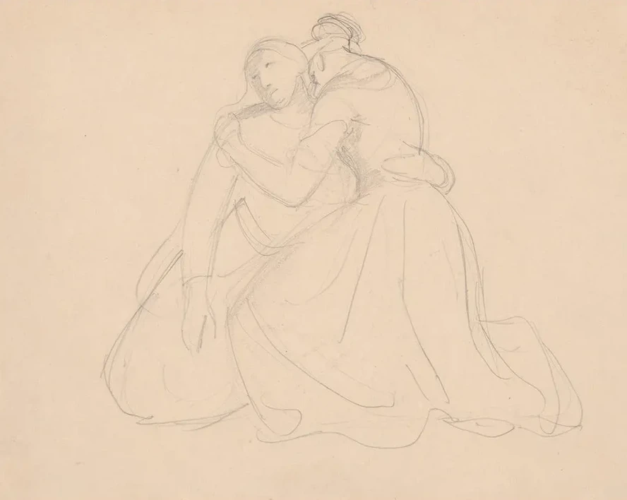 Sketch of the Figure to the Group of the Virgin Mary and Mary Magdalene to the Painting Entombment