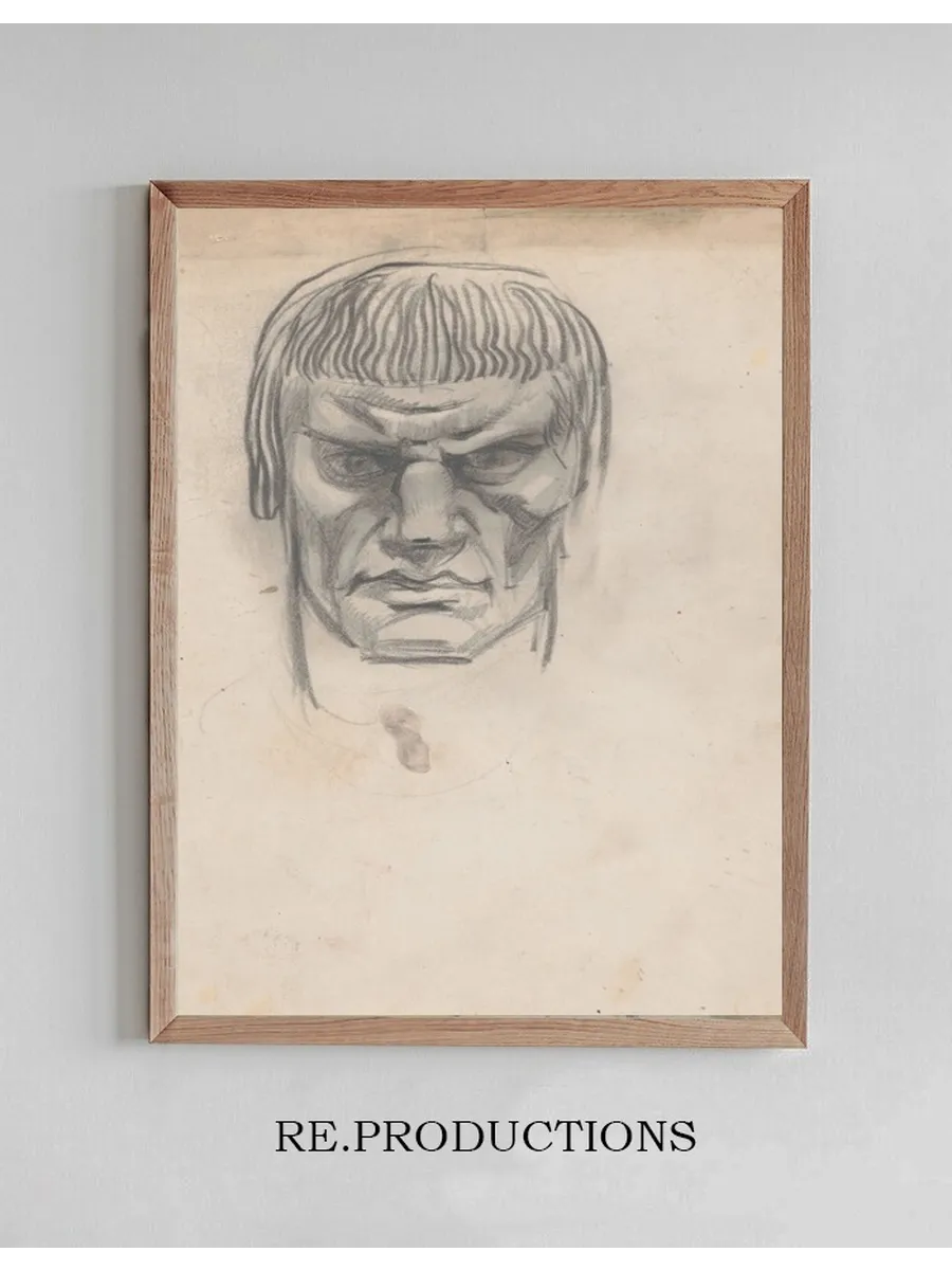 Sketches and Drawings Related to Der Soldat in Der Deutschen Vergangenheit, by George Liebe. Study of Head of