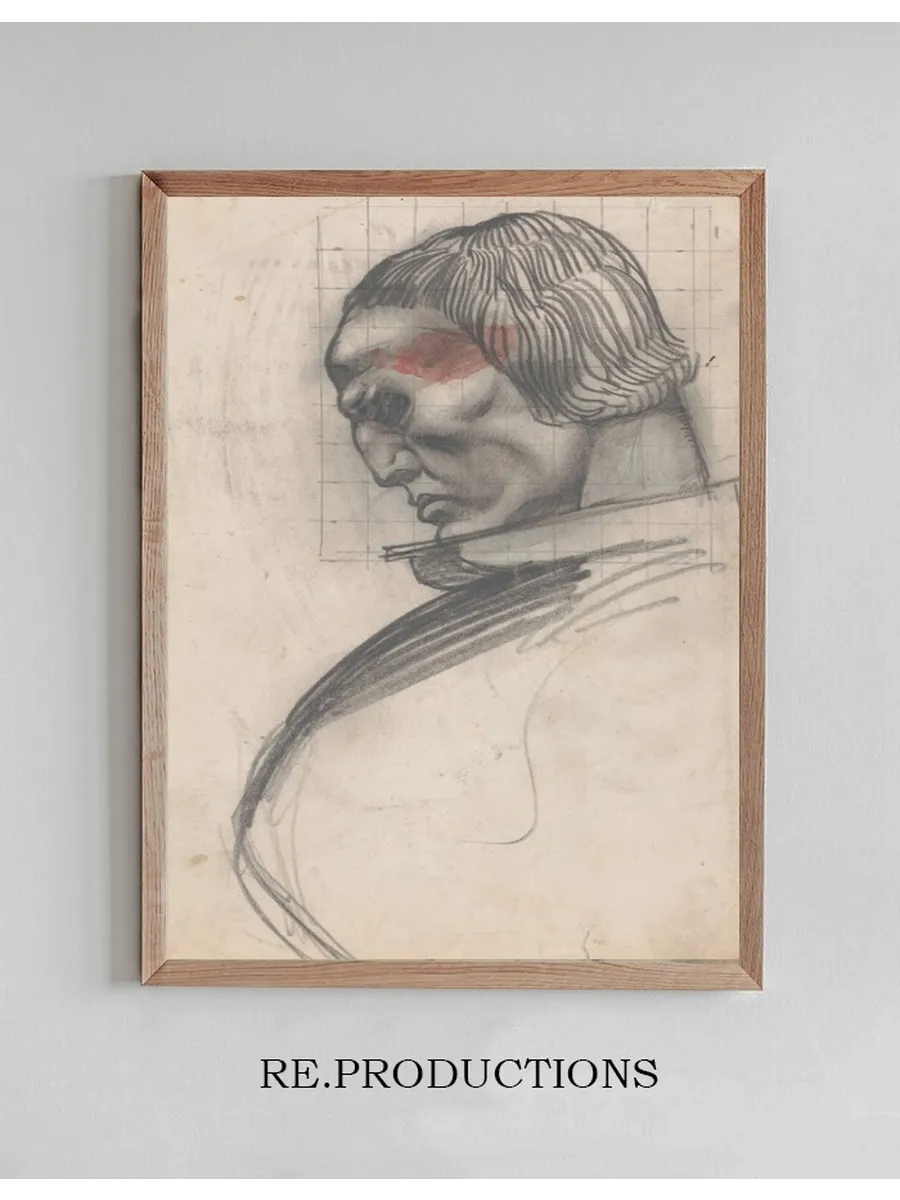 Sketches and Drawings Related to Der Soldat in Der Deutschen Vergangenheit, by George Liebe. Study of Head of