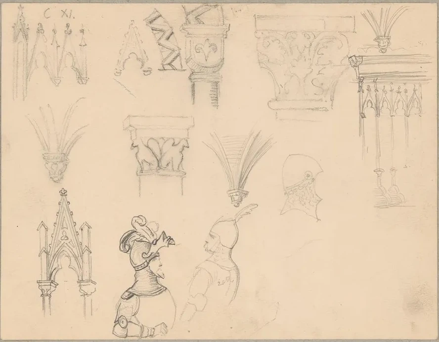 Sketches of Roman and Gothic Architectural Details and Medieval Armour