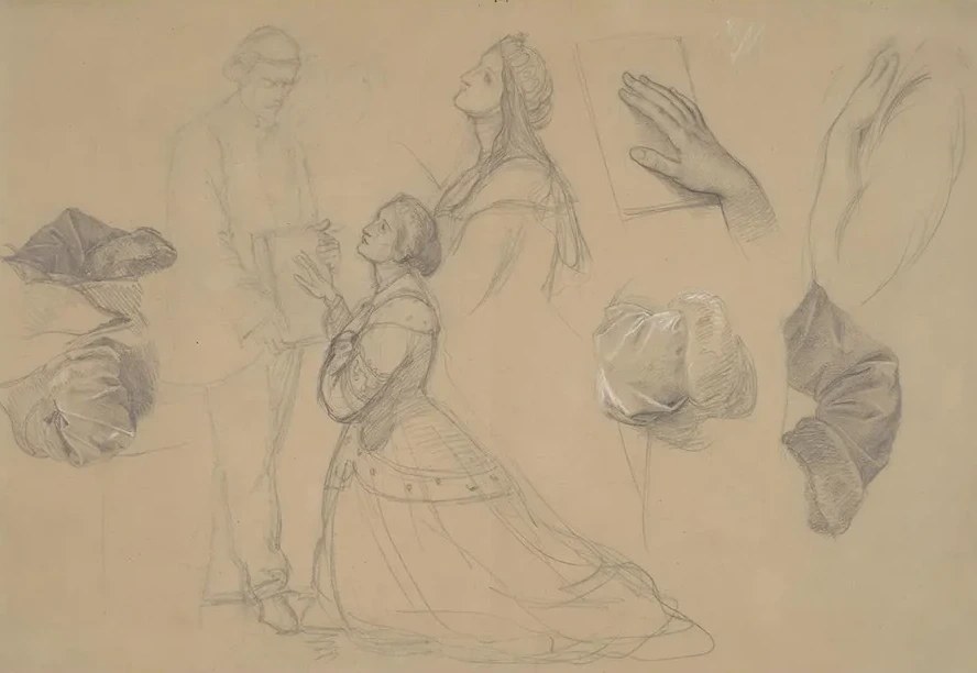 Sketches of Figures of the Queen and Ja Ko of T Czyn for the Painting Queen Jadwiga's Oath