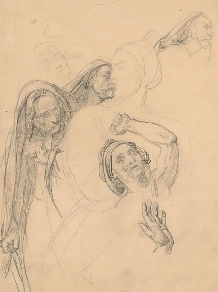 Sketches of the Heads of Witnesses to the Death of St. Matthias to the Painting Martyrdom of St. Matthias