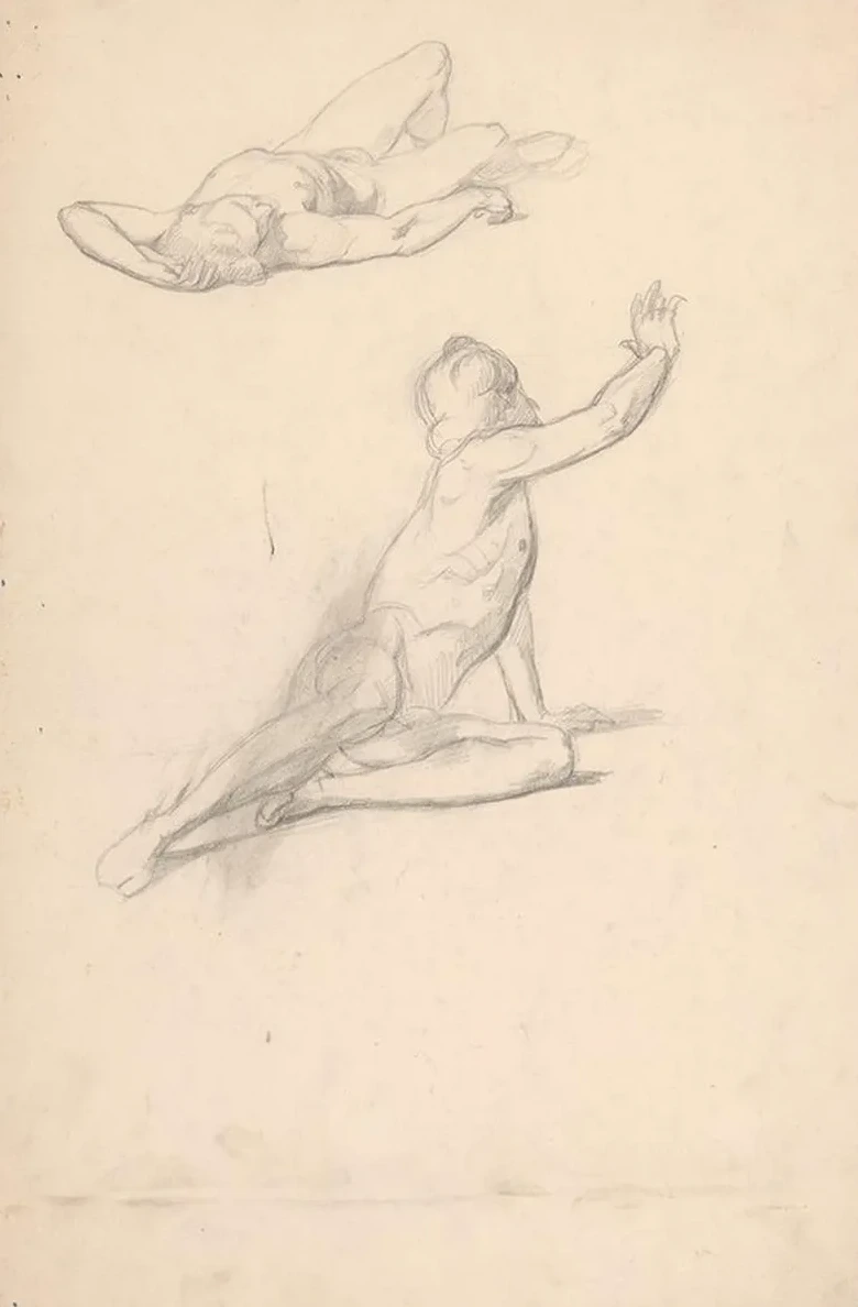 Sketches of Two Nude Males