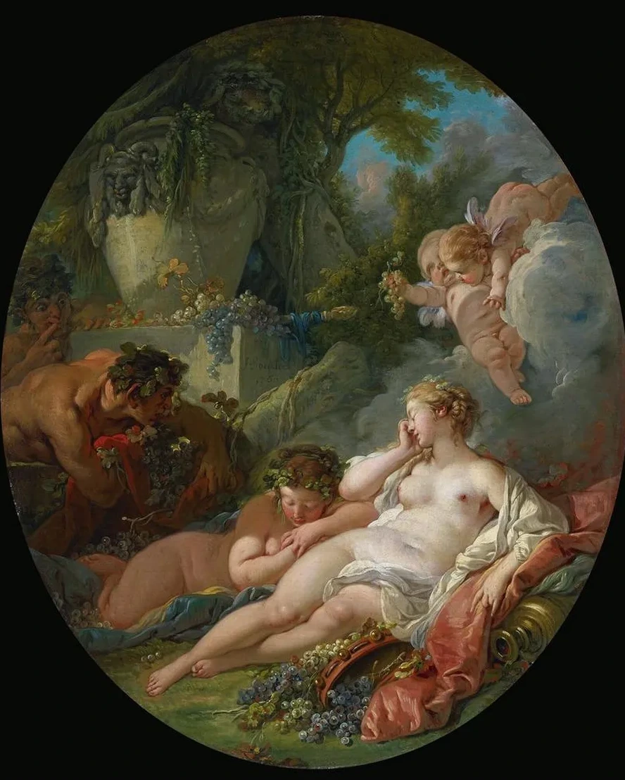 Sleeping Bacchantes Surprised By Satyrs