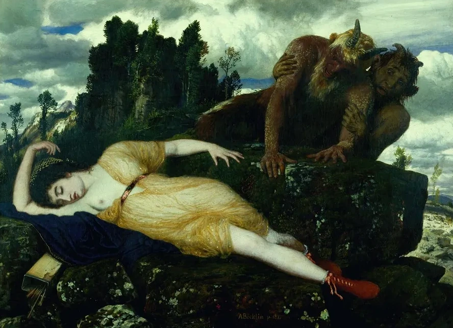 Sleeping Diana Watched by Two Fauns