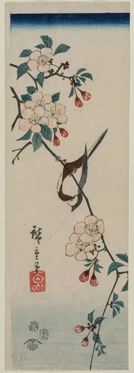 Small Bird (Swallow) on Cherry Branch