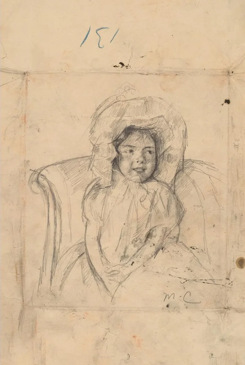 Smiling Margot Wearing a Ruffled Bonnet