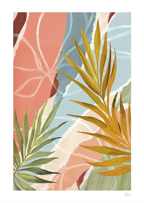 Soft Tone Abstract Leaf Collage 1
