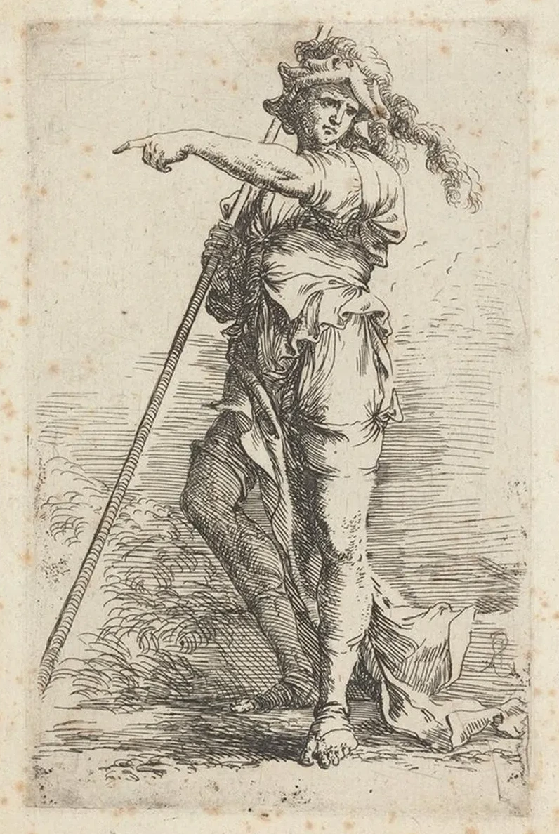 Soldier Holding a Cane in His Right Hand, Pointing toward the Left 2