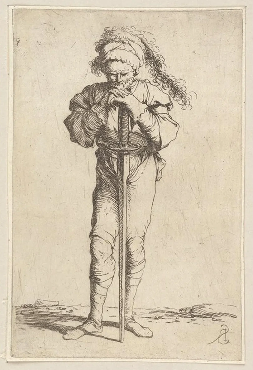 Soldier Holding a Long Sword with Both Hands