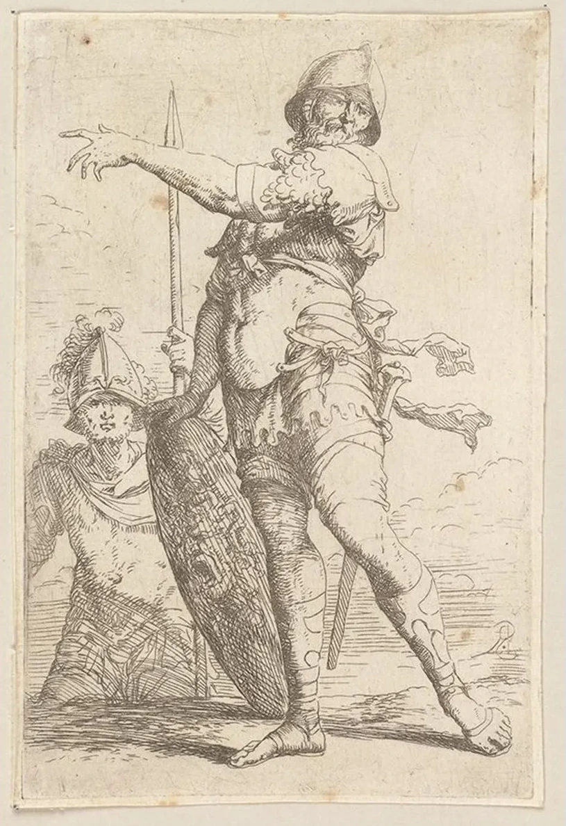 Soldier Holding a Shield with the Head of Medusa