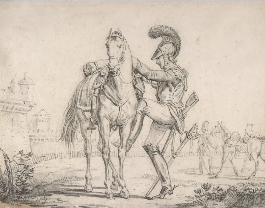 Soldier Mounting a Horse