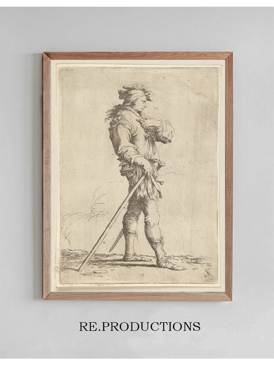 Soldier in Profile with Sword and Cane, Facing Right