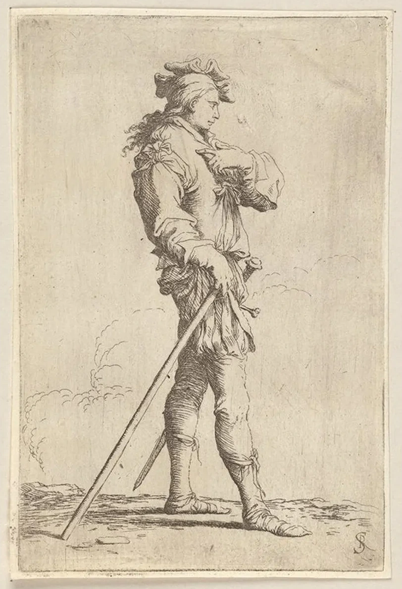 Soldier in Profile with Sword and Cane, Facing Right