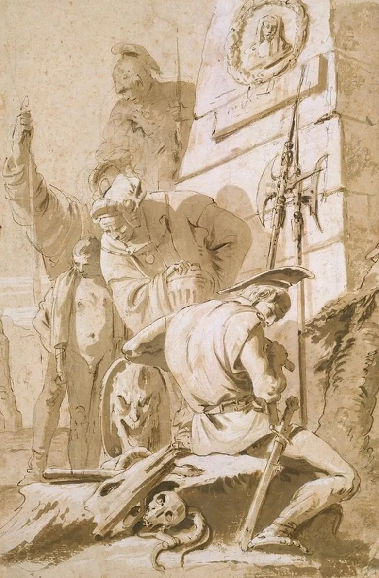 Soldiers Around a Monument