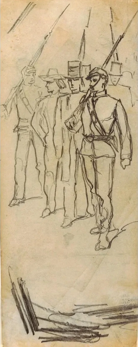 Soldiers Escorting Civilians