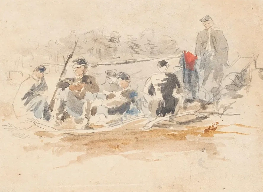 Soldiers Seated in a Group