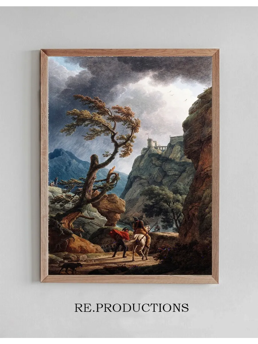 Soldiers in a Mountain Gorge, with a Storm