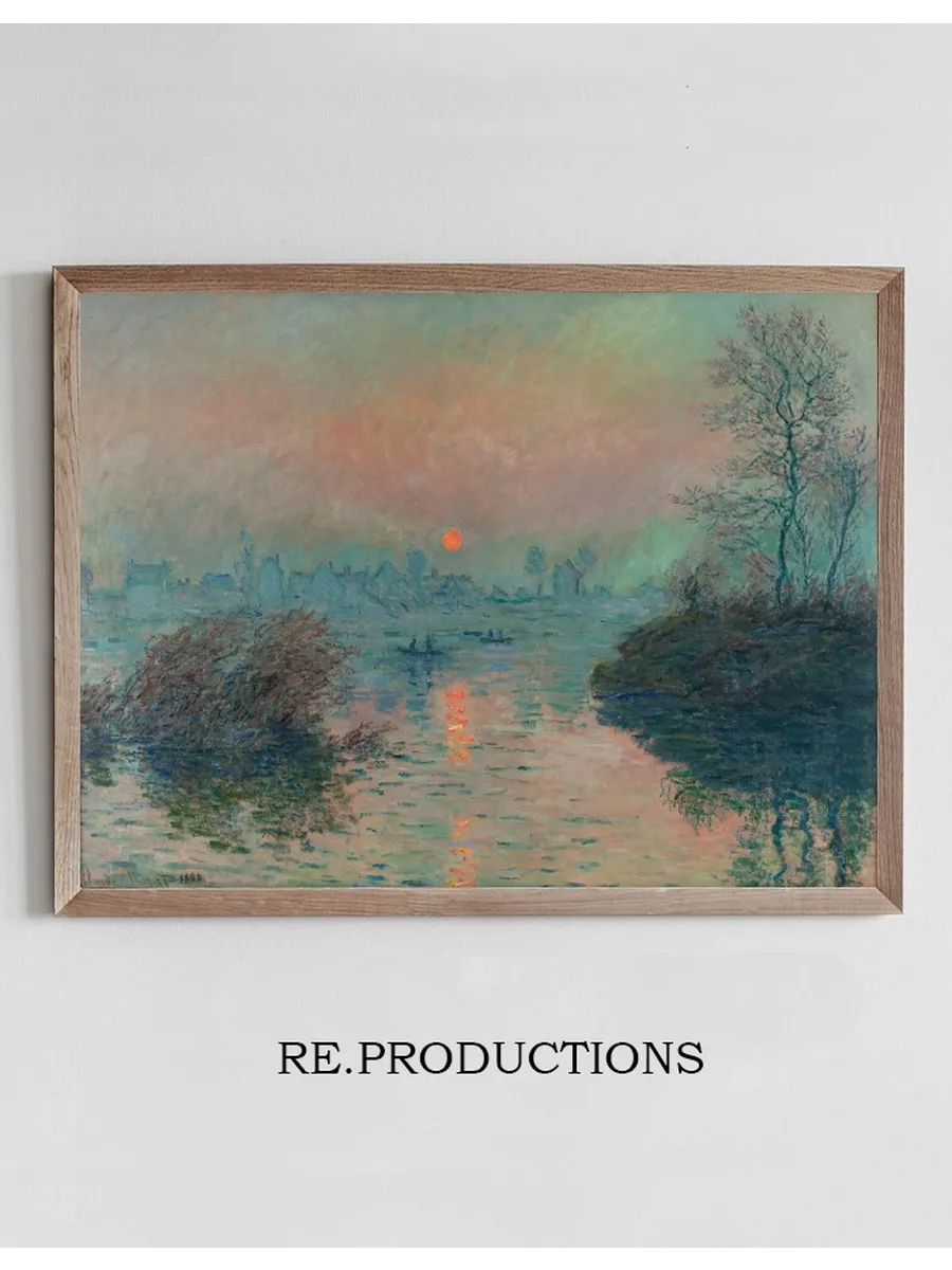 Soleil Couchant Sur la Seine Lavacourt, Effet D Hiver