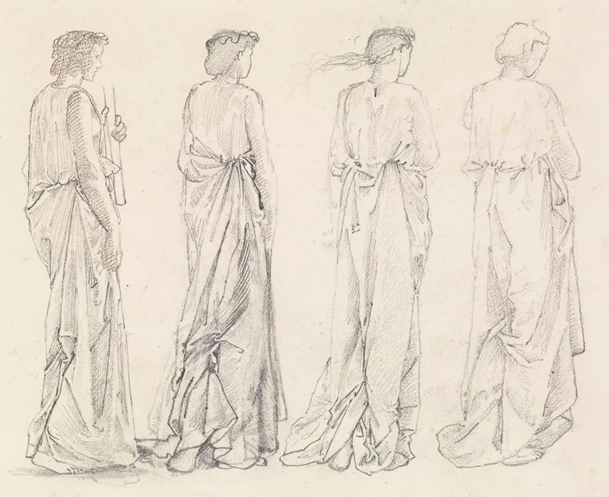 St George Series Four Studies of Female Attendants for The Princess led to the Dragon