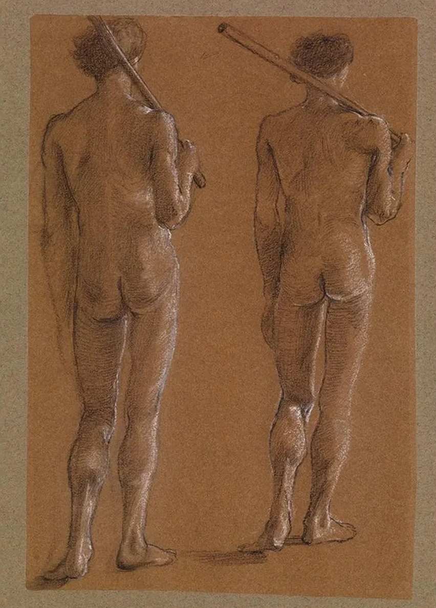 St George Series Male Nude Studies of two Soldiers for The Princess led to the Dragon