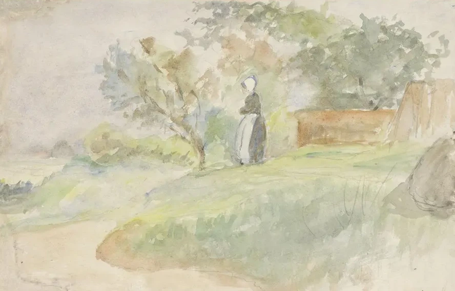 Staande Vrouw in Een Landschap