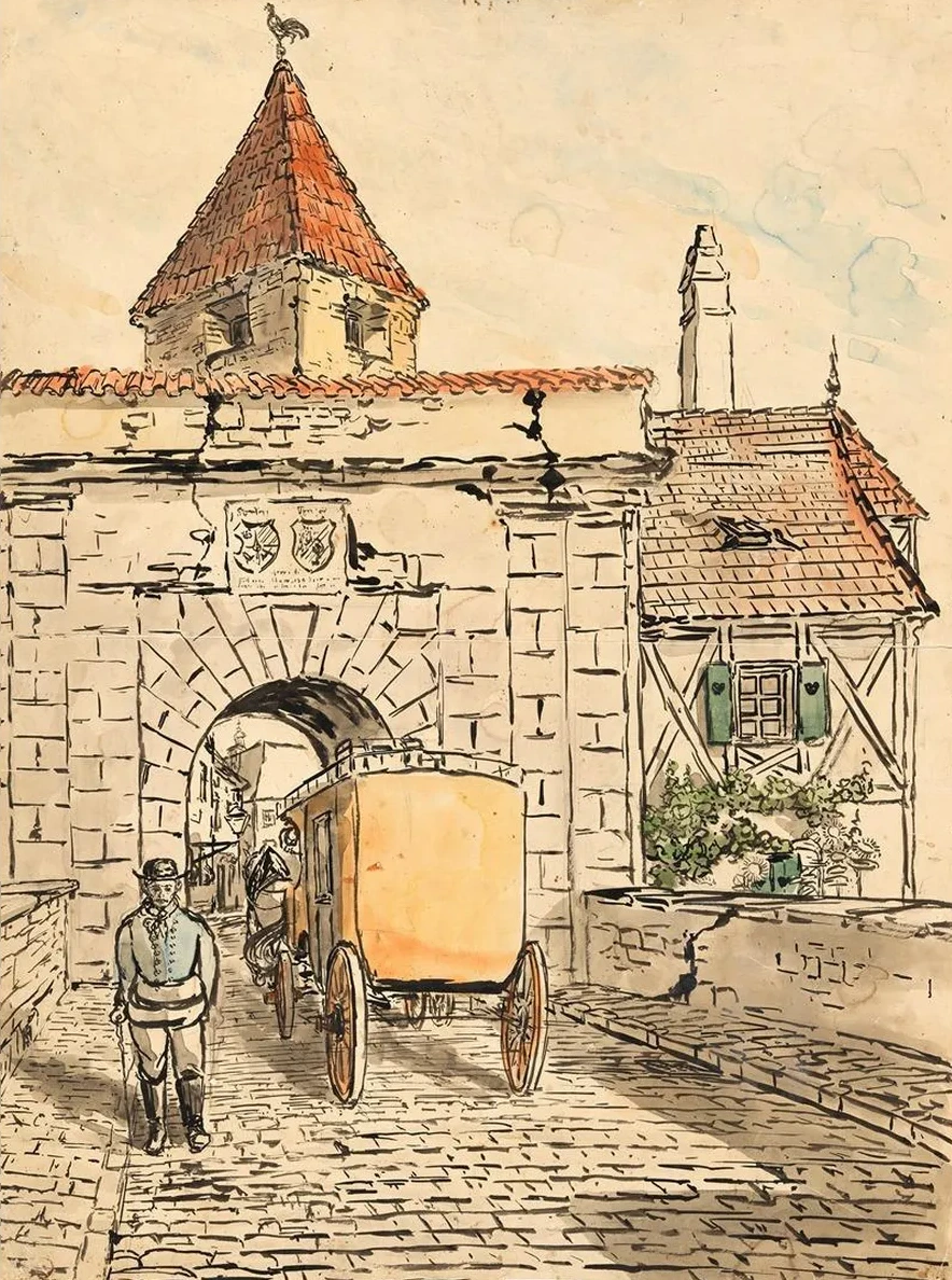 Stadttor Mit Kutsche (sch Lerarbeit)