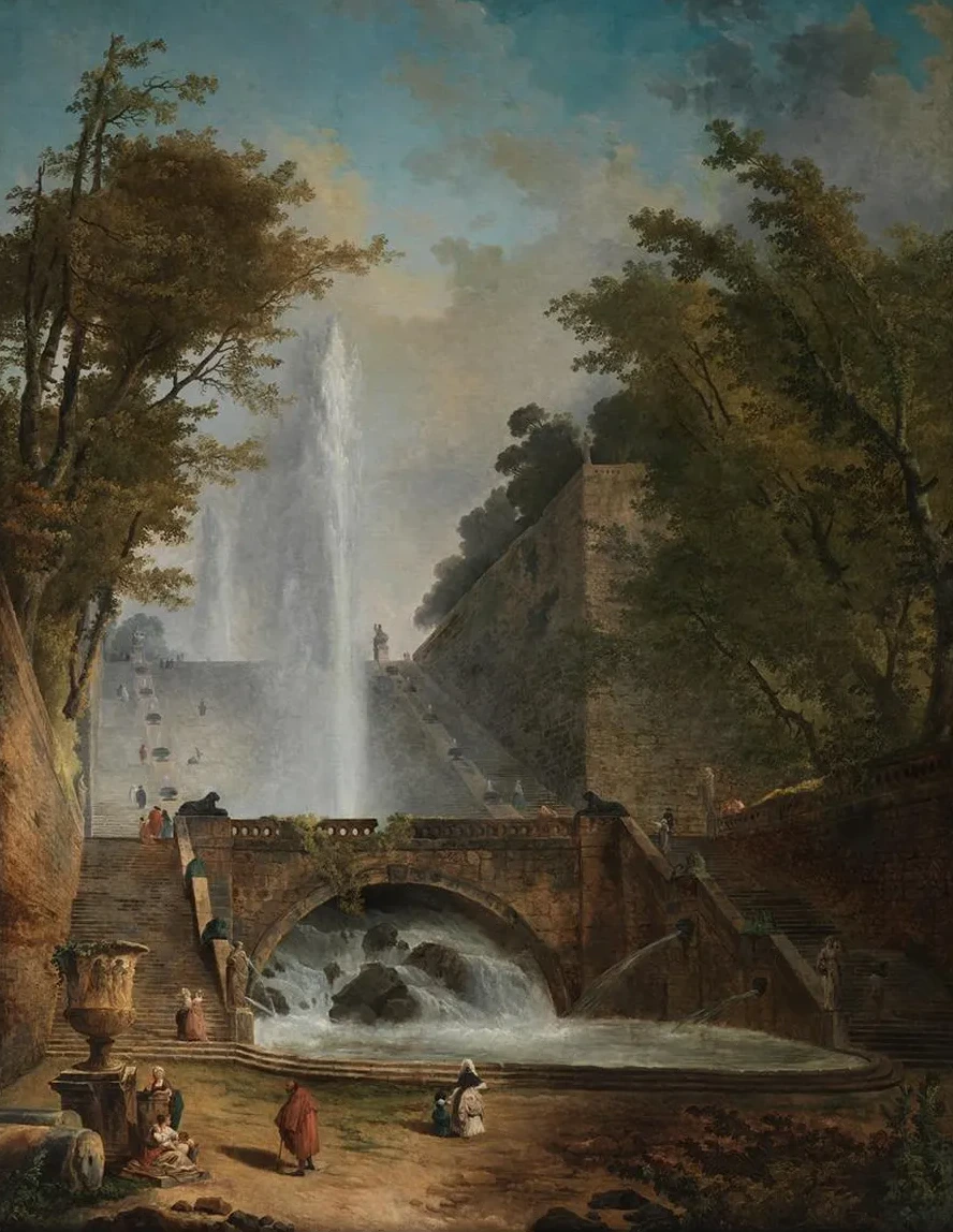Stair and Fountain in the Park of a Roman Villa