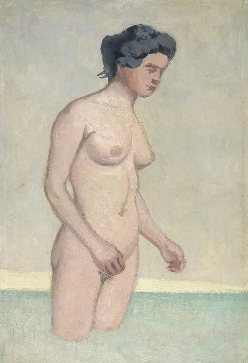 Standing Female Swimmer In Profile