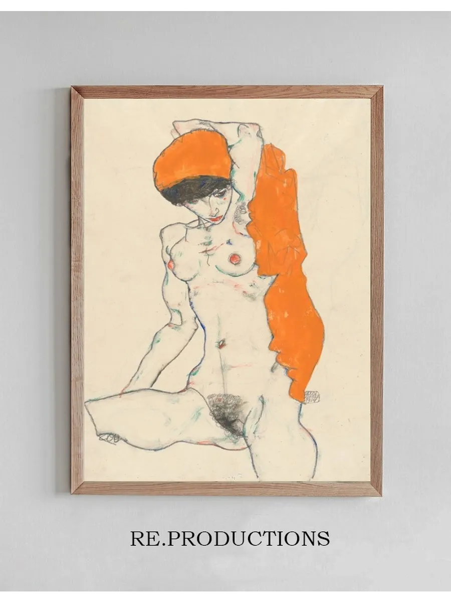 Standing Nude with Orange Drapery