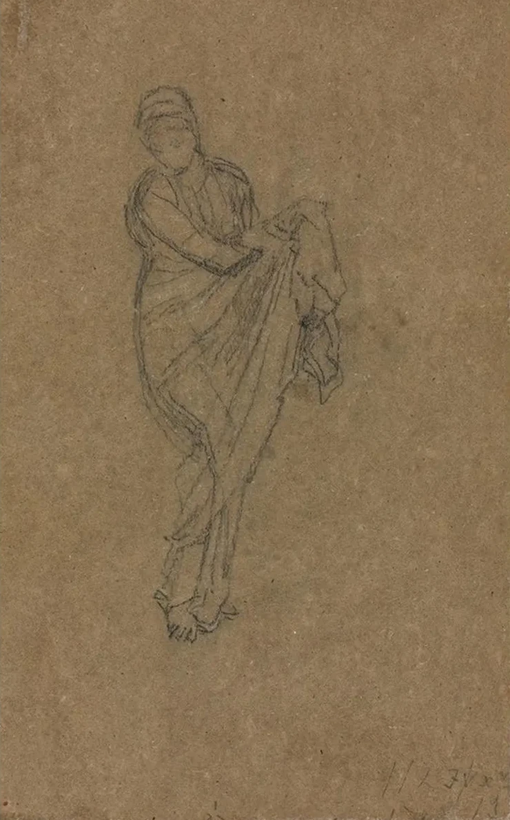 Standing Woman Holding Up Her Dress
