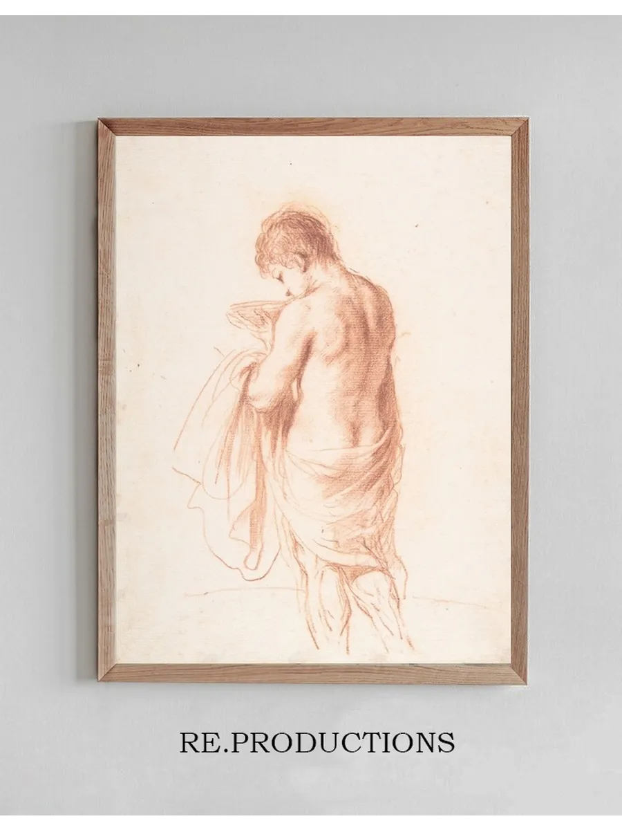 Standing Youth Seen from Behind Holding a Bowl