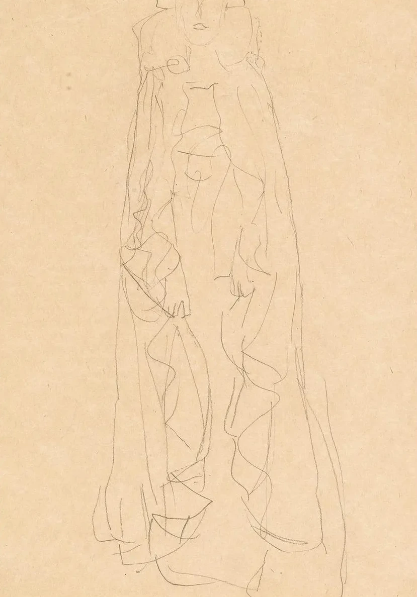 Standing Lady with Cape from the Front (study for the Portrait of Adele Bloch - Bauer)