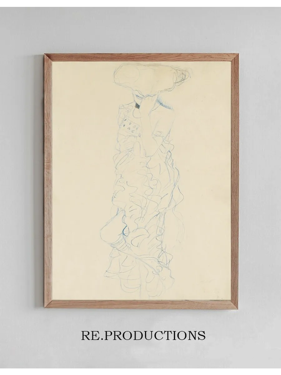 Stehender Halkbakt mit verdecktem Gesicht von vorne (Semi - Nude Woman Standing with Her Face Covered, Seen From