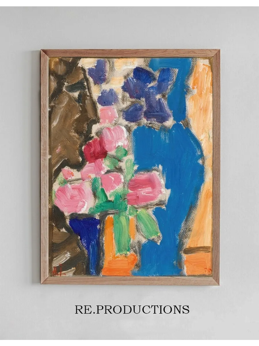 Still Life Flower Still Life With Vase And Figure, Semi - Profile