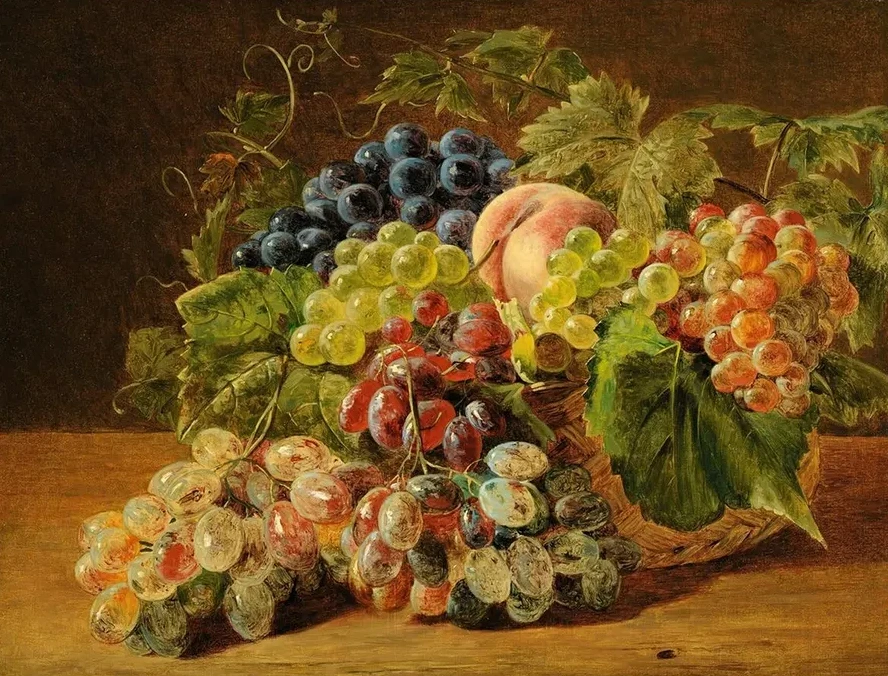 Still Life With Peaches And Grapes
