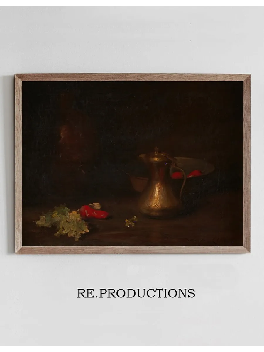 Still Life with Brass Jug, Metal Bowl, Lettuce and Red Peppers